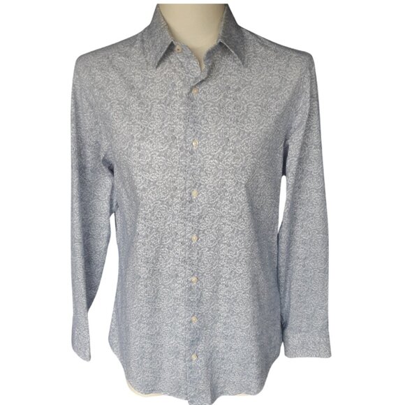 Ben Sherman SZ 15 Cotton Men's Black & White Stripe w/Print Button Up Shirt - Picture 1 of 12